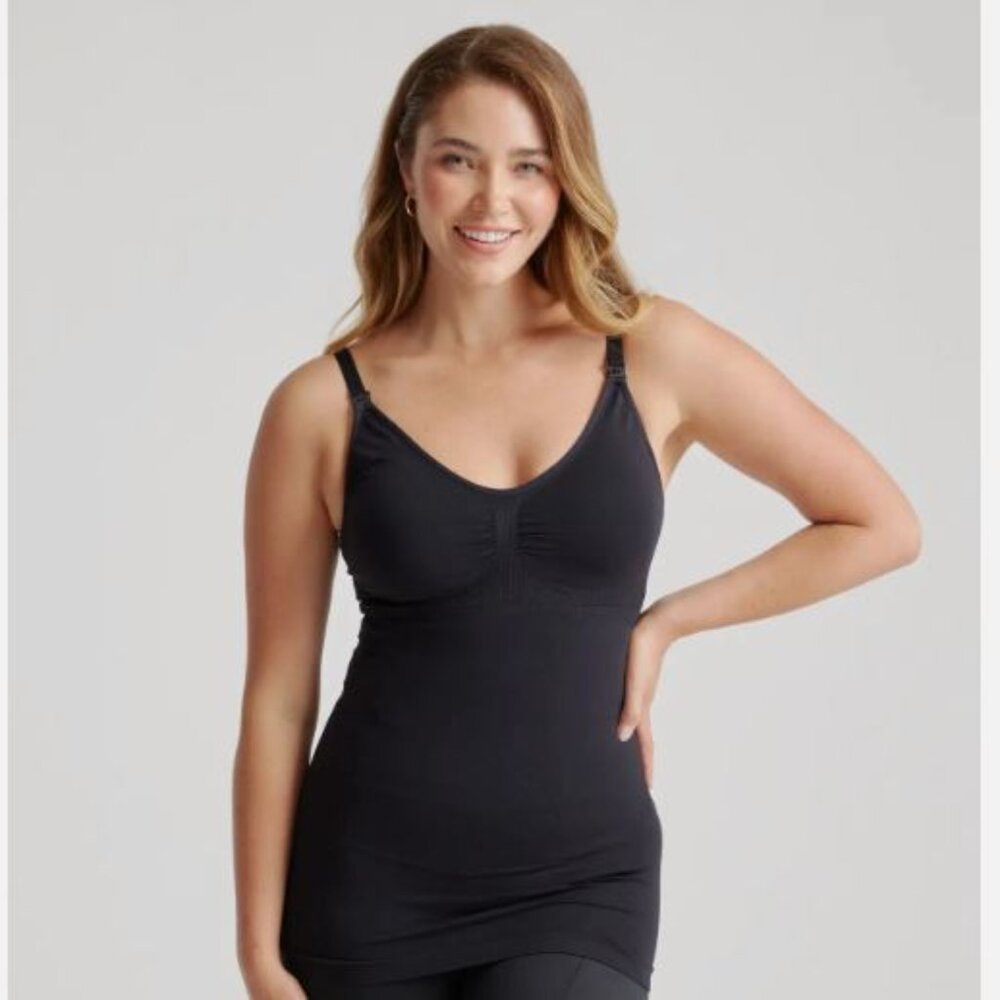 Quince Seamless Maternity & Nursing Tank Black Sz Small